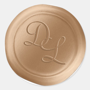 Stickers cire d'amande beige 2 lettres Monogramme