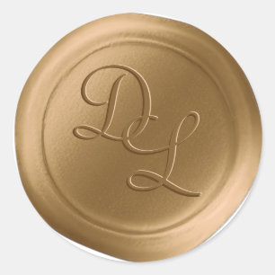 Stickers cire Monogramme or antique 2 lettres