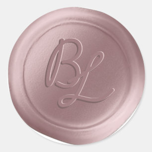 Stickers cire monogramme rose 2 lettres