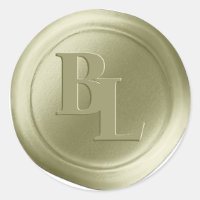 Stickers cire or ambre double monogramme