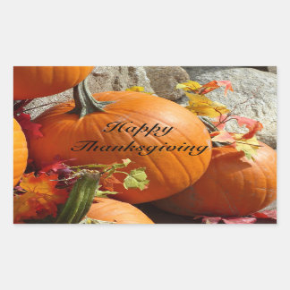Stickers Citrouille Rectangle bon thanksgiving
