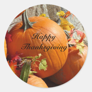 Stickers Citrouille rond bon thanksgiving