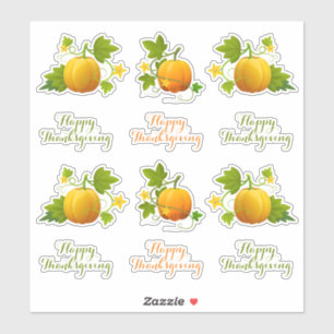 Stickers Citrouilles et Bons thanksgivings orange