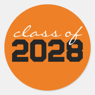 Stickers Classic Round Orange & Black Graduation