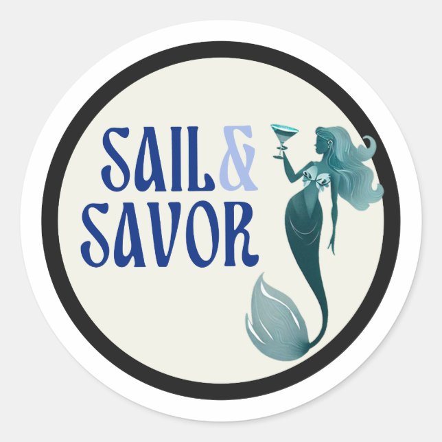 Stickers Classic Round Sail & Savor (Devant)
