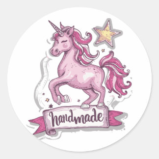 Stickers Classic Round Unicorn et l'inscription