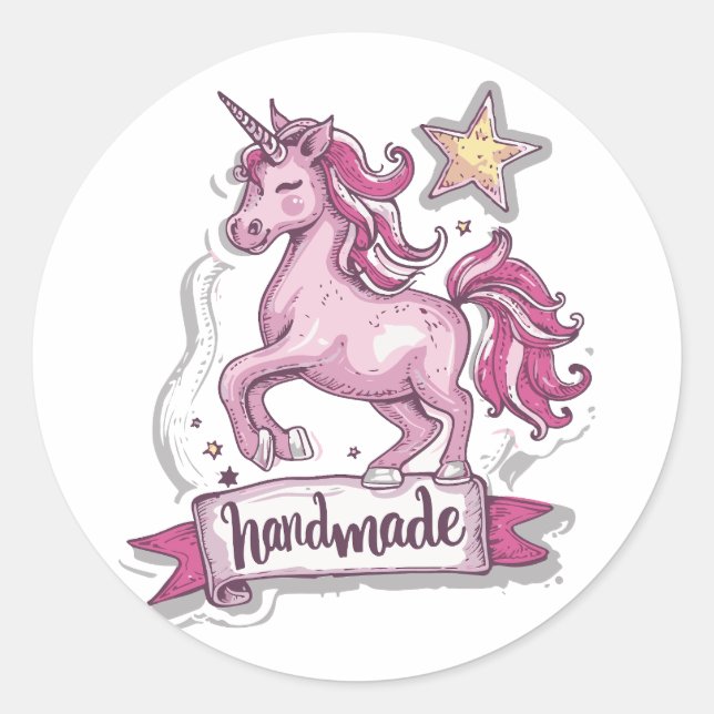 Stickers Classic Round Unicorn et l'inscription (Devant)
