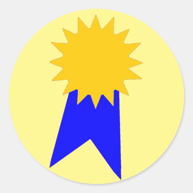 Stickers Classroom Simple Blue Ribbon Gold Star (Devant)