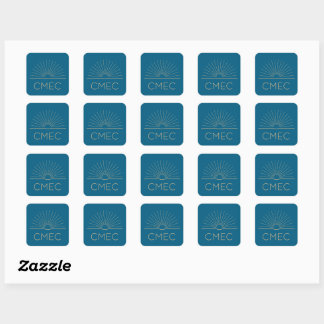 Stickers CMEC - carré, bleu avec pêche, 1,5 po x 1