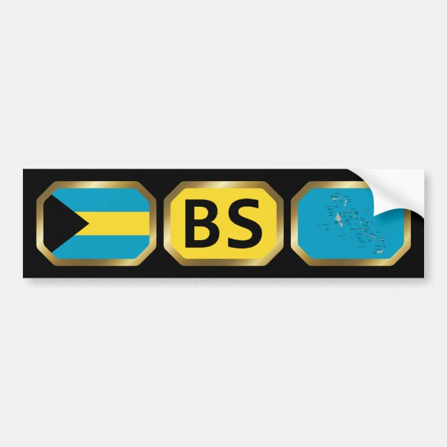 Stickers Code Code Carte du drapeau des Bahamas (Devant)
