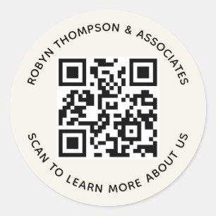 Stickers Code QR Ecru Personnalisé Nom d'entrepris