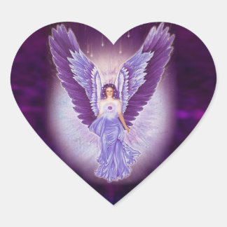 Stickers Coeur Ange Violet Amethyst