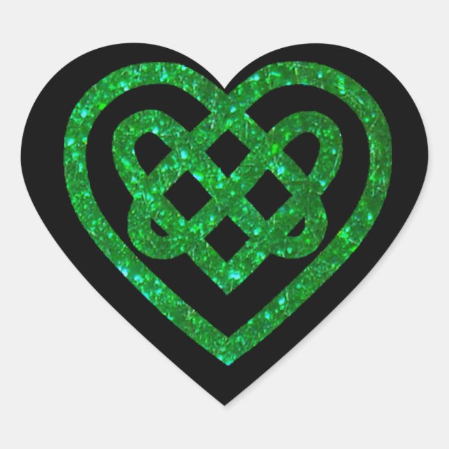 Stickers Coeur Celtique Parties scintillant Vert (Devant)