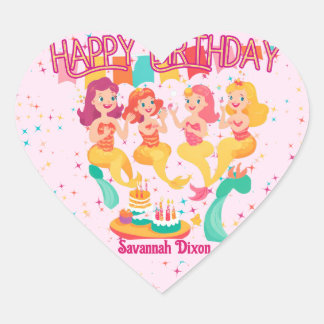 Stickers Coeur d'Anniversaire de Mermaid