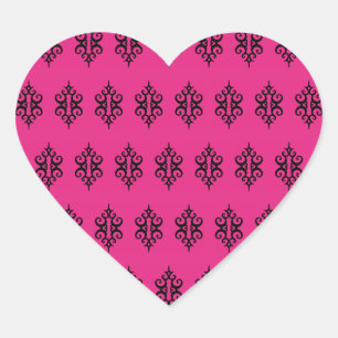 Stickers Coeur de dentelle rose vif