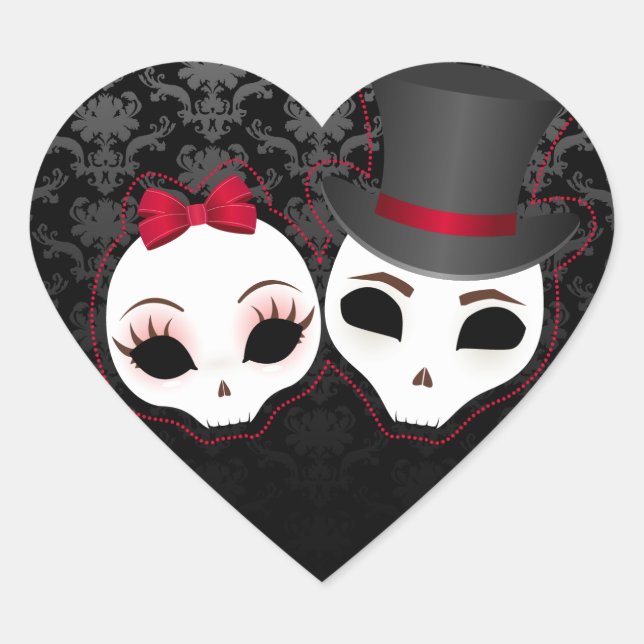 Stickers Coeur de mariée et de chambre (rouge) (Devant)
