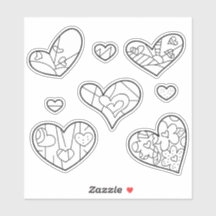 Stickers Coeur Doodles Coupé Sur Mesure Vinyl Colo