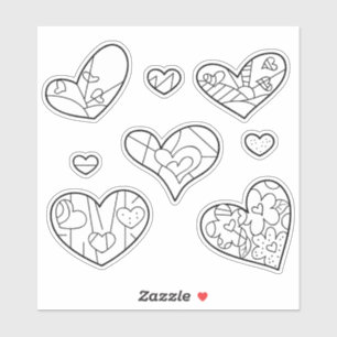 Stickers Coeur Doodles Coupé Sur Mesure Vinyl Colo