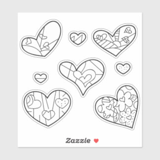 Stickers Coeur Doodles Coupé Sur Mesure Vinyl Colo