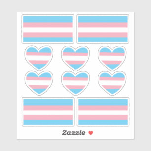 Stickers Coeur et Drapeau Transgenre Pride
