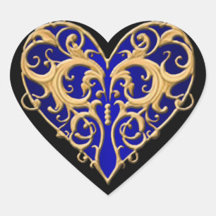 Stickers Coeur Filigree Bleu
