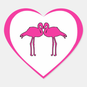 Stickers Coeur Flamants roses roses