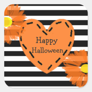 Stickers Coeur Floral Halloween heureux