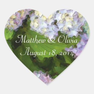 Stickers Coeur Hydrangeas Watercolor