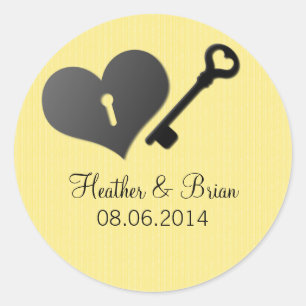 Stickers Coeur Jaune et Mariage Clé