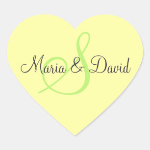 Stickers Coeur Jaune Monogramme S   Enveloppes