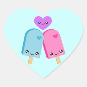Stickers Coeur Kawaii Sweet Popsicle
