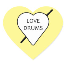 Stickers Coeur Love Drums (pack de 20)