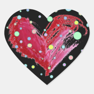 Stickers Coeur mignon Pois noir