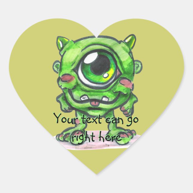 Stickers Coeur Monster Vert (Devant)