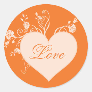 Stickers Coeur orange et Rose Amour