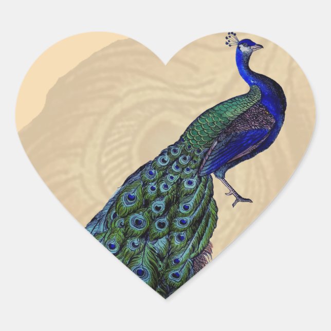 Stickers Coeur Peacock vintage (Devant)