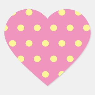 Stickers Coeur Pointe Polka (rose et jaune tendre)