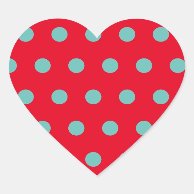 Stickers Coeur Pointe Polka (Rouge & Aqua) (Devant)