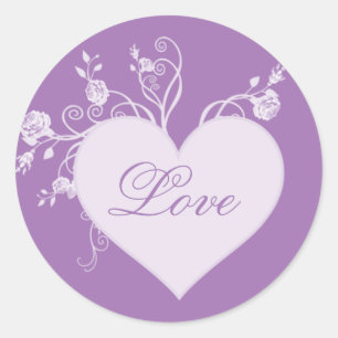Stickers Coeur pourpre et Rose Amour