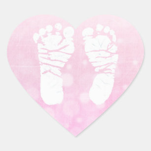 Stickers Coeur rose Bébé Empreintes