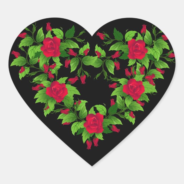 Stickers Coeur-Roses Rouges (Devant)