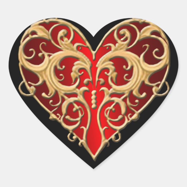 Stickers Coeur Rouge Filigree (Devant)