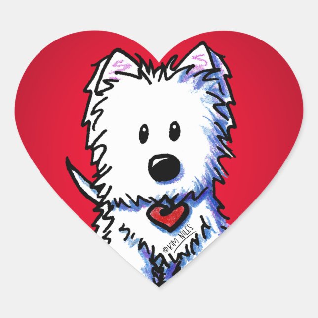 Stickers Coeur Rouge KiniArt Westie (Devant)
