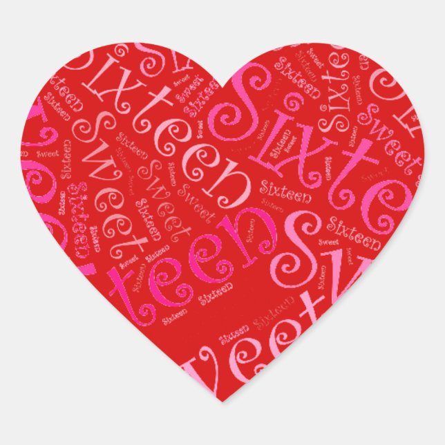 Stickers Coeur sweet sixteen - Cadeau (Devant)
