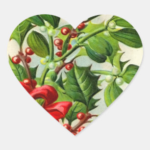 Stickers Coeur Vintage Noël Holly