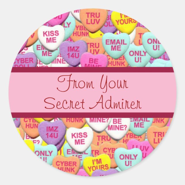Stickers Coeurs de bonbons personnalisables (Devant)