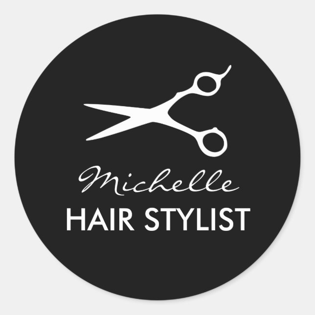 stickers coiffeur ronde pour coiffeur styliste (Devant)