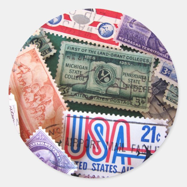 Stickers collage de timbres USA (Devant)