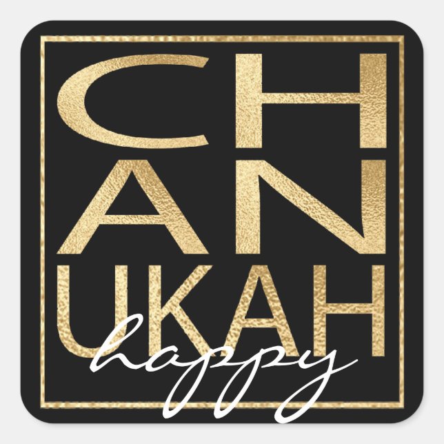 Stickers Colourfully Chanukah Gold Square (Front)