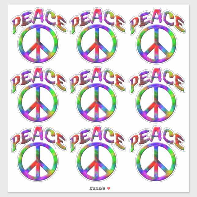 Stickers Contour Coloré vintage de signe de paix (Feuille)